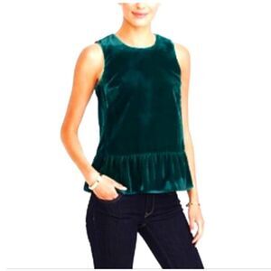 J. Crew Emerald Green Sleeveless Velvet Peplum Top